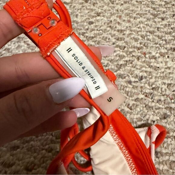 Solid & Striped The Morgan Scoop Neck Bikini Top Lipstick Red Gingham Size Small - Picture 10 of 10